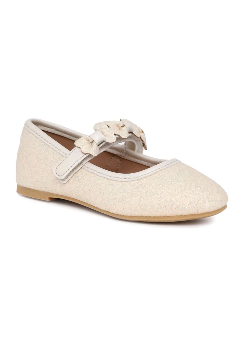 Toddler Girls Lil Flan Sparkly Bow Strap Mary Jane Flats