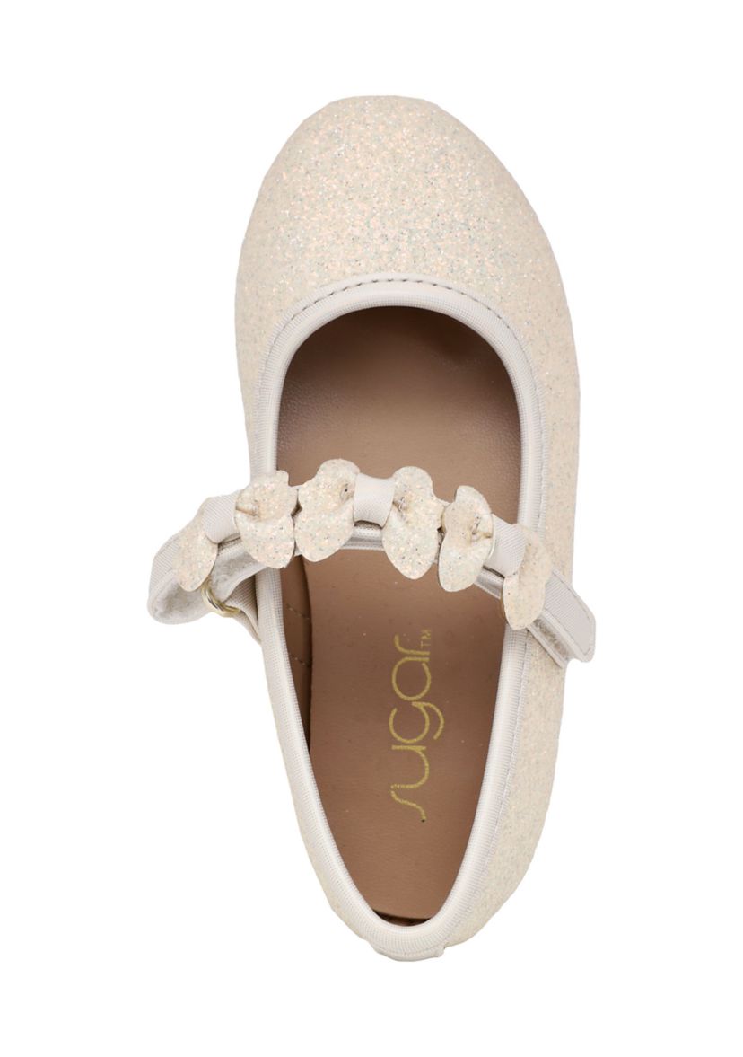 Toddler Girls Lil Flan Sparkly Bow Strap Mary Jane Flats