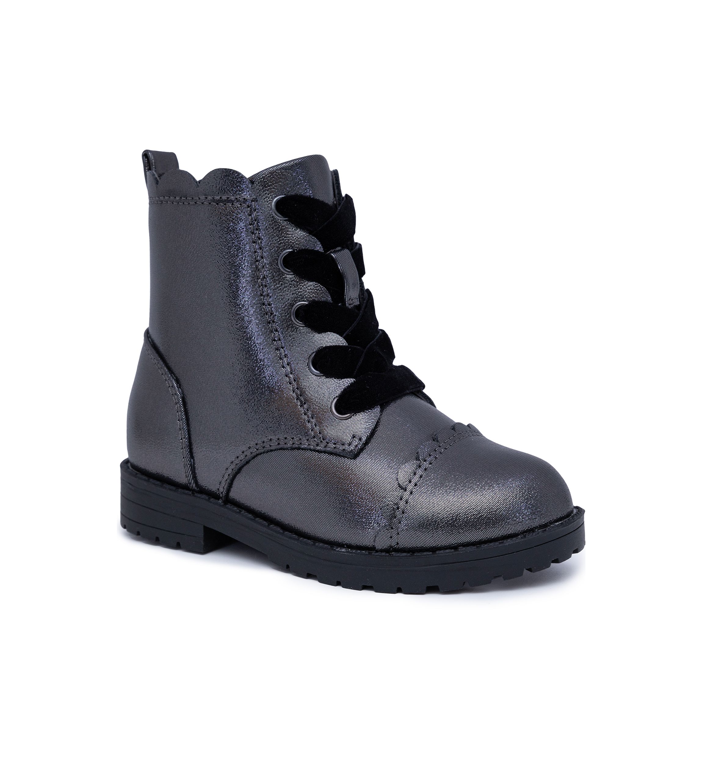 Toddler Girls Lil Scallop Shimmer Combat Boots