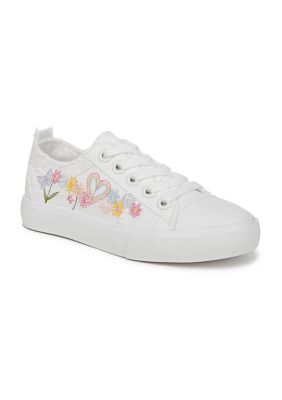 Blowfish Malibu Big Kid Girls Embroidered Floral Sneakers, White, 5M Big Kid