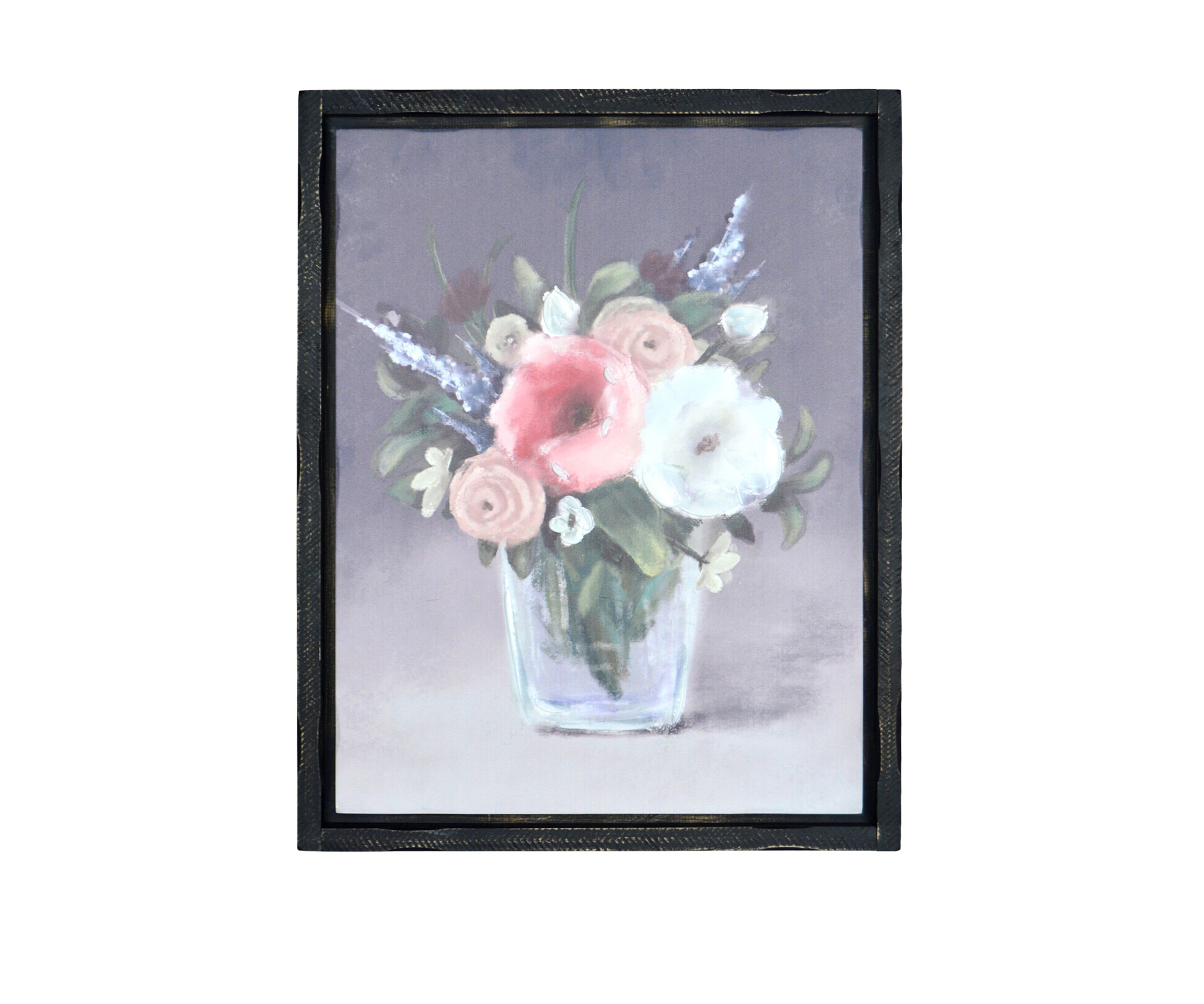 16 in x 20 in Floral Embellished Canvas Framed Wall Art