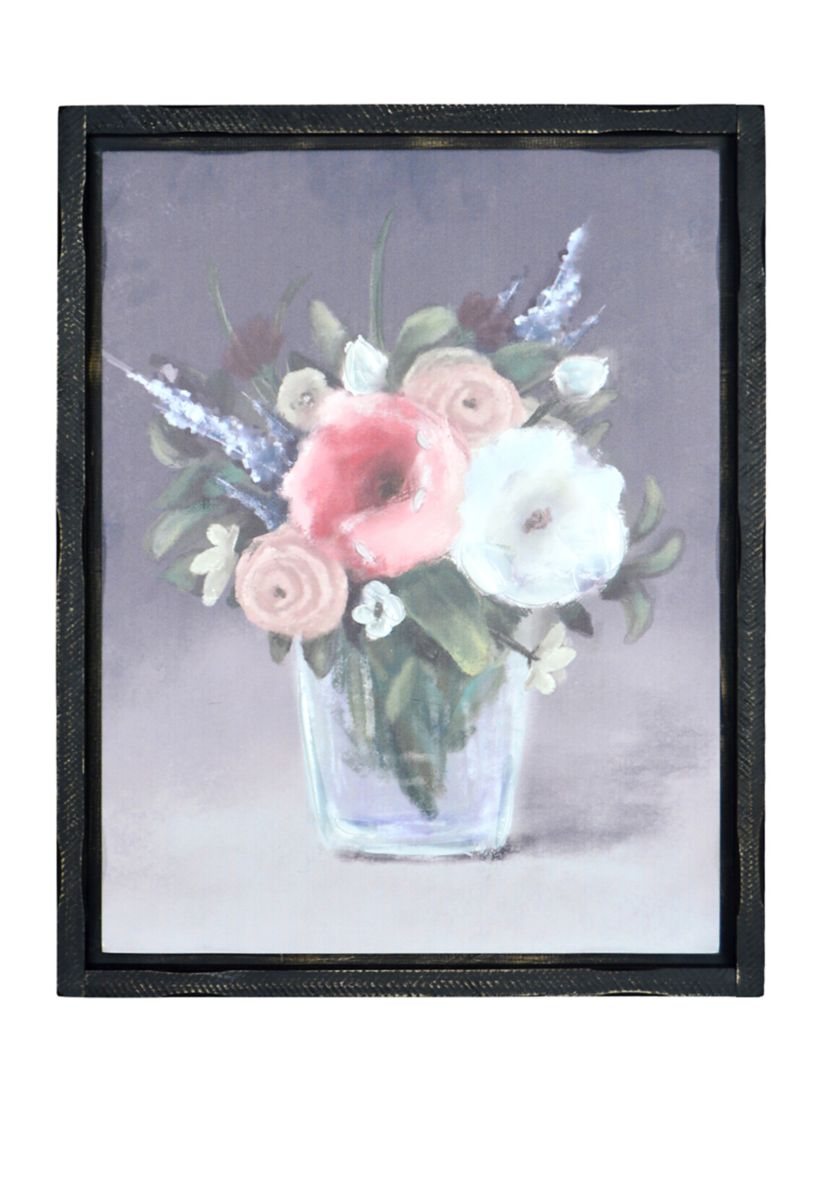 16 in x 20 in Floral Embellished Canvas Framed Wall Art