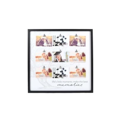 New View Gifts & Accessories 9-Opening Wall Collage Clip Picture Frame, Holds 4"x6" Photos, Black