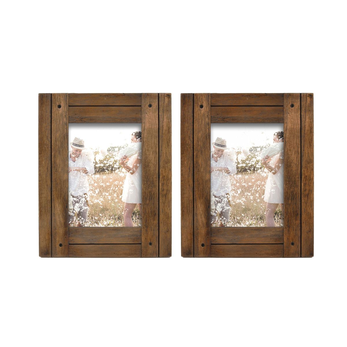Homestead 5"x7" Rustic Wood Tabletop Frame in Distressed Walnut Finish, Set of Two