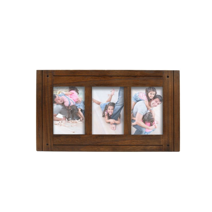 Homestead Collage 4"x6" Picture Frame for Three Photos, Distressed Walnut