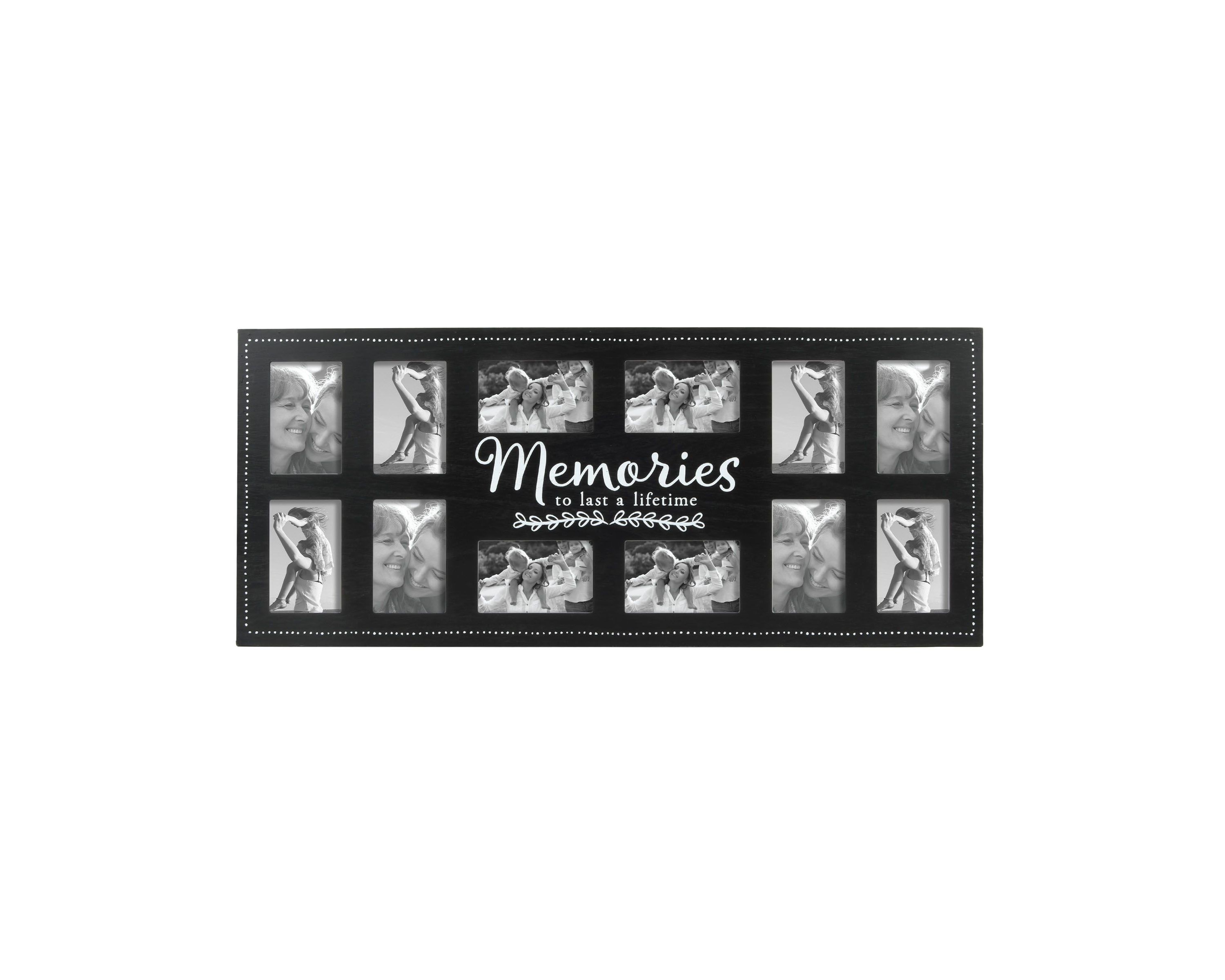 12-Opening, 4"x6" Memories Wall Hanging Collage Picture Frame in Black