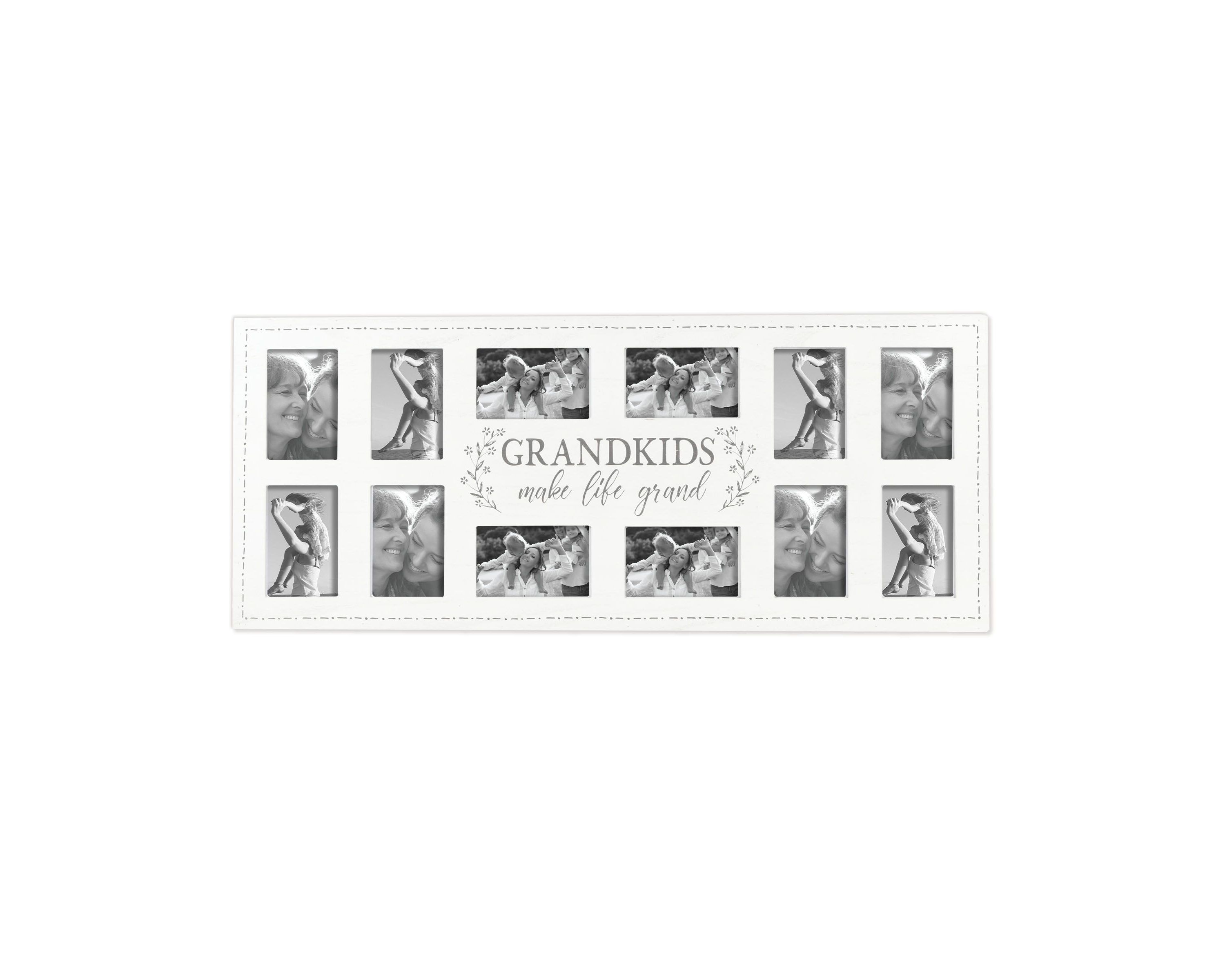 12-Opening, 4"x6" Grandkids Wall Hanging Collage Picture Frame in White