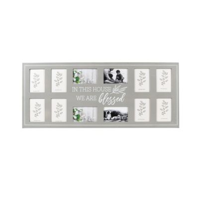 New View Gifts & Accessories 12-Opening, 4"x6" Blessed Wall Hanging Collage Picture Frame in Natural