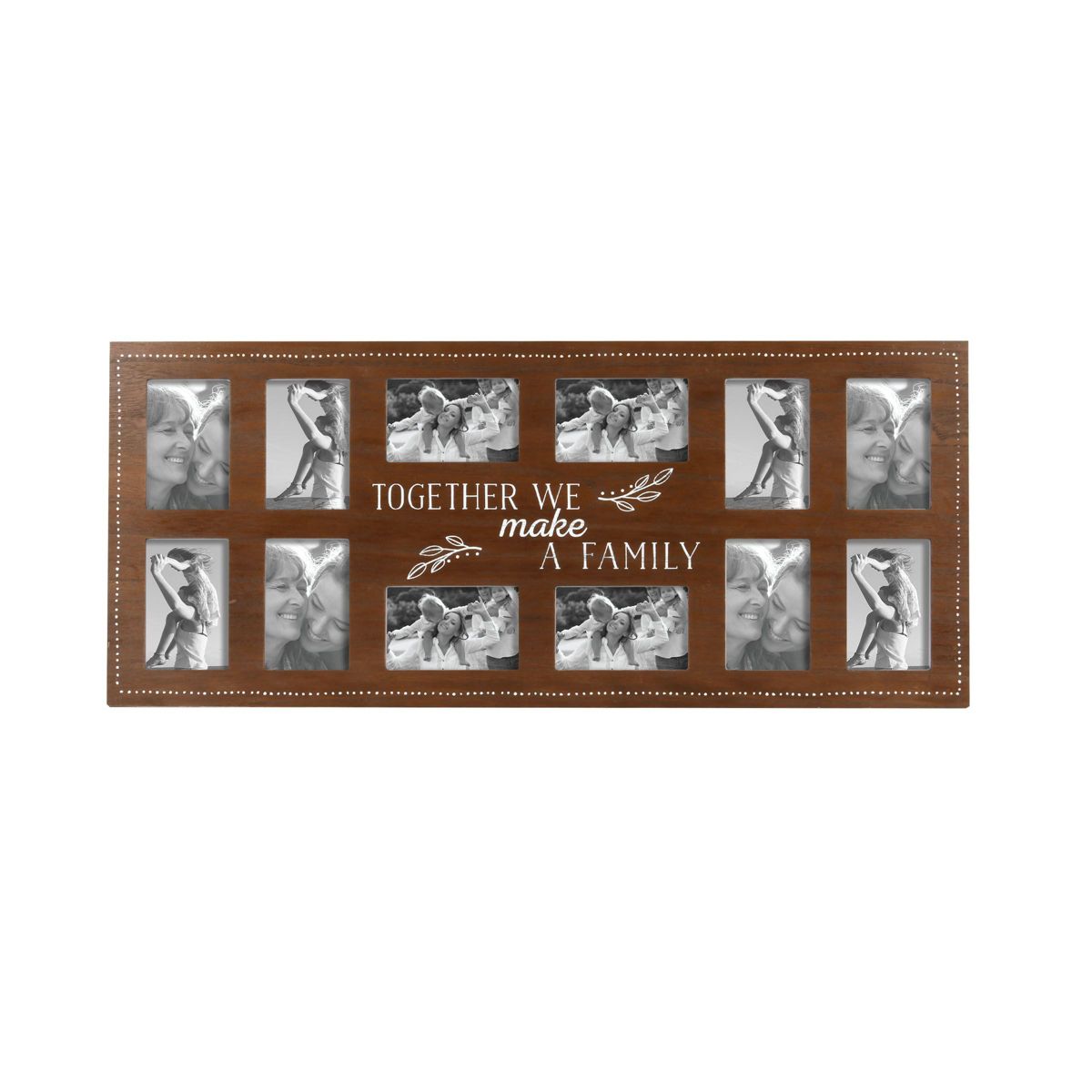12-Opening, 4"x6" Together Wall Hanging Collage Picture Frame in Dark Brown