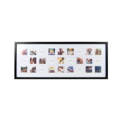 New View Gifts & Accessories 27-Opening 16" x 40" Black Matted Basic Picture Frame Collage, Displays Twenty-Seven 3x3 Photos, Wall Hanging