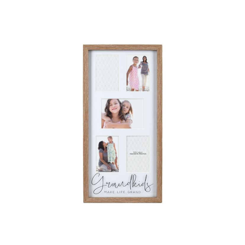 5-Opening Grandkids Collage Picture Frame 24" X 12" Displays Four 4x6 and One 7x5 Photos, Natural