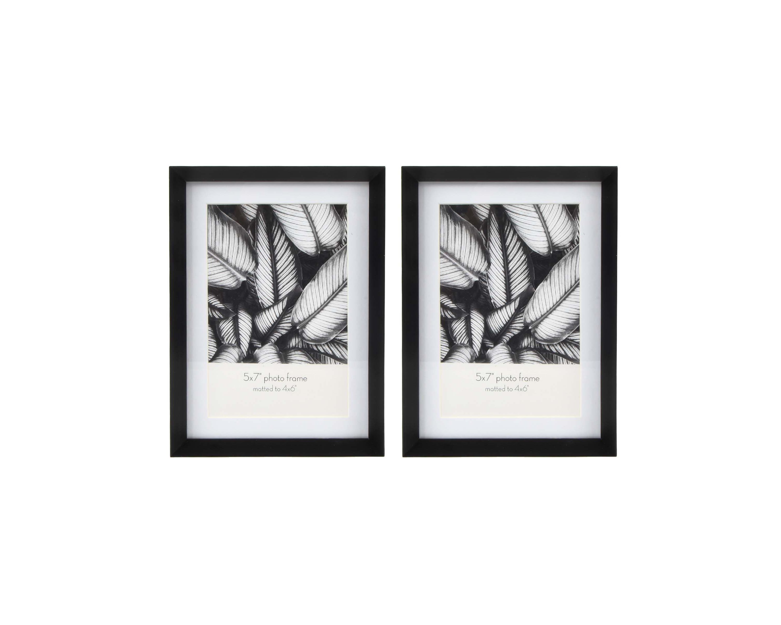 Metal 5x7 inch Matted to 4x6 inch Tabletop Frame in Black Set of Two