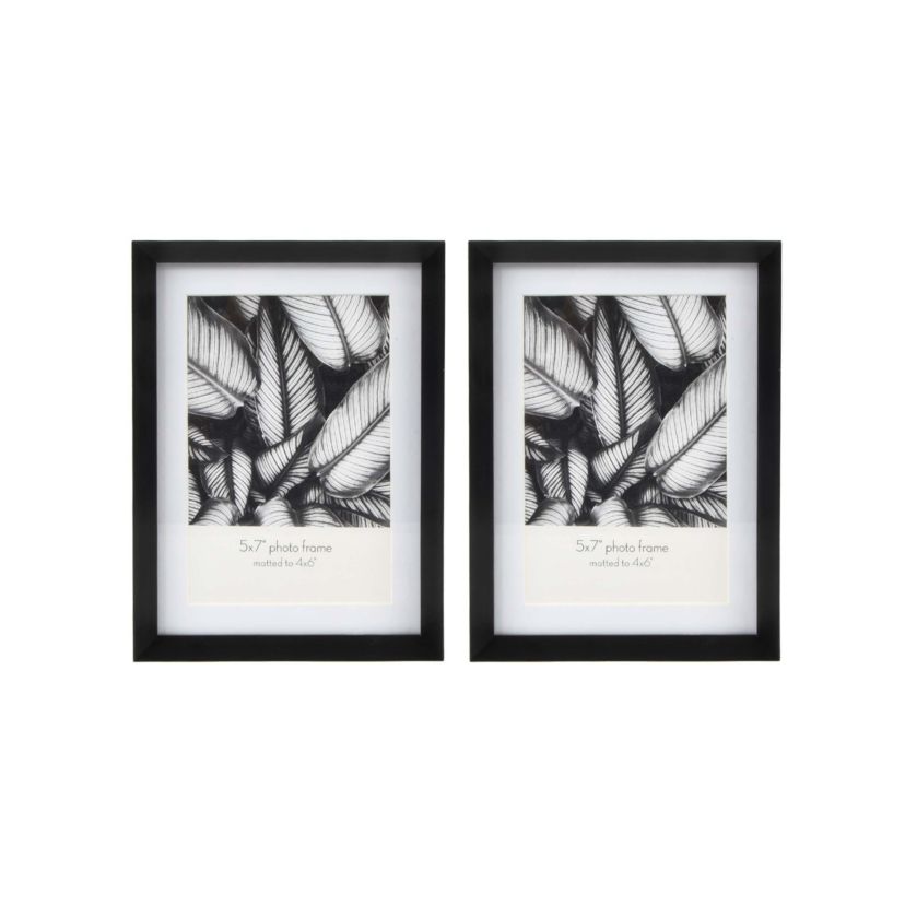 Metal 5x7 inch Matted to 4x6 inch Tabletop Frame in Black Set of Two