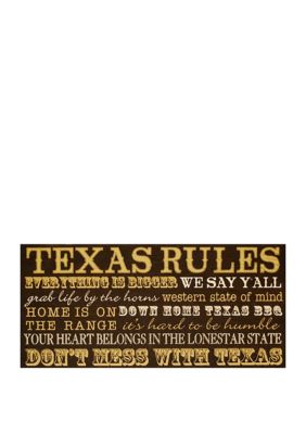 New View Texas Rules Plaque Belk