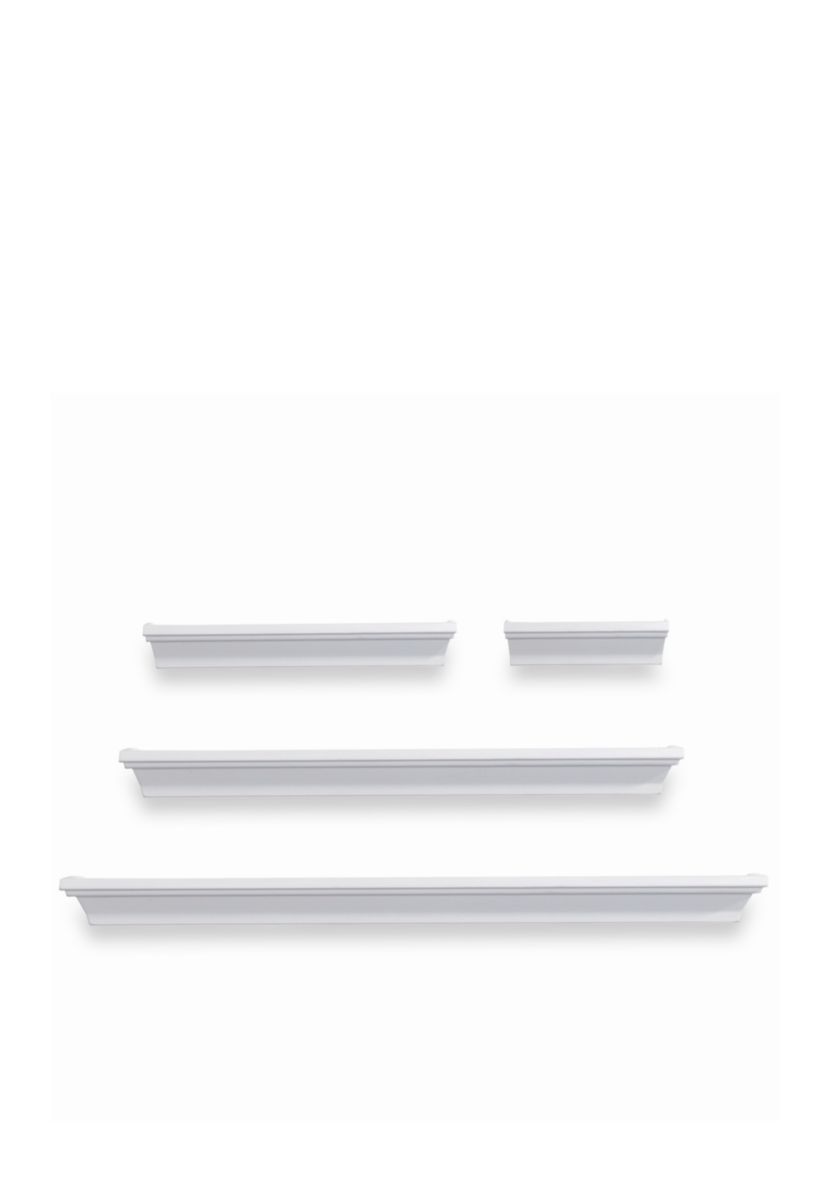 Classic White Wall Wood Shelves Set of 4
