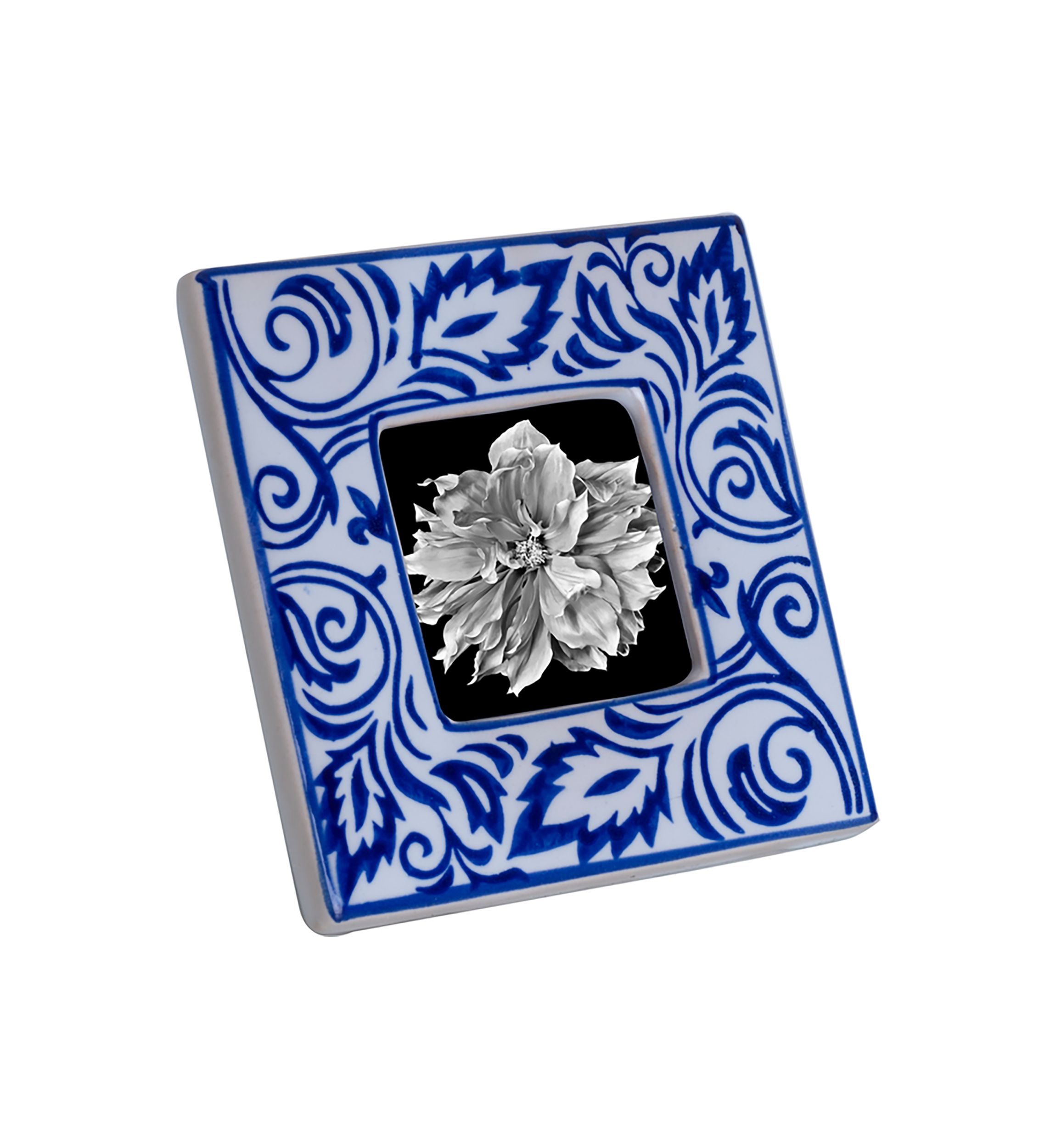 Blue and White Paisley Square 2 x 2 Frame