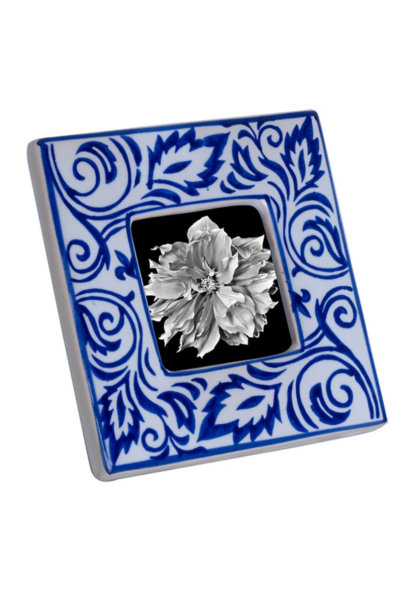 Blue and White Paisley Square 2 x 2 Frame