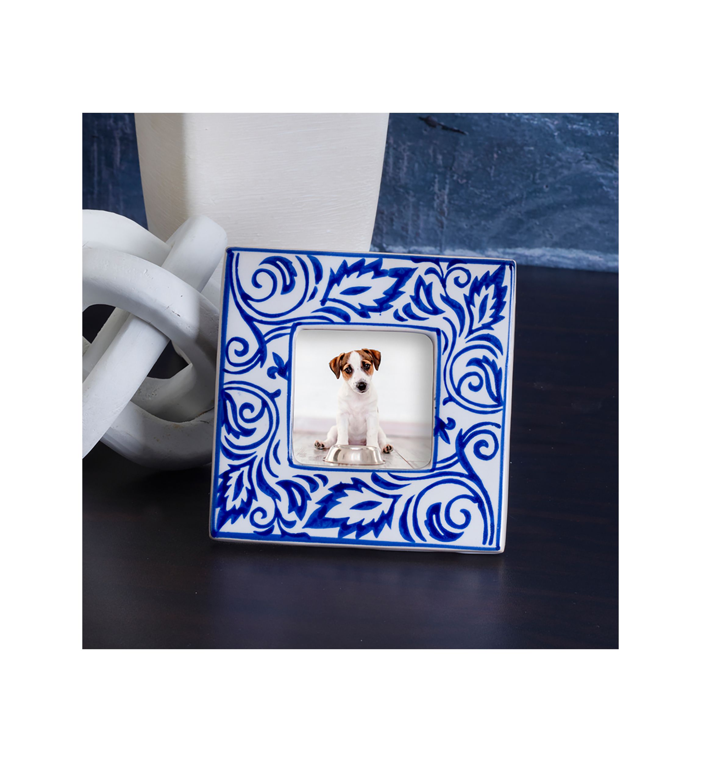 Blue and White Paisley Square 2 x 2 Frame
