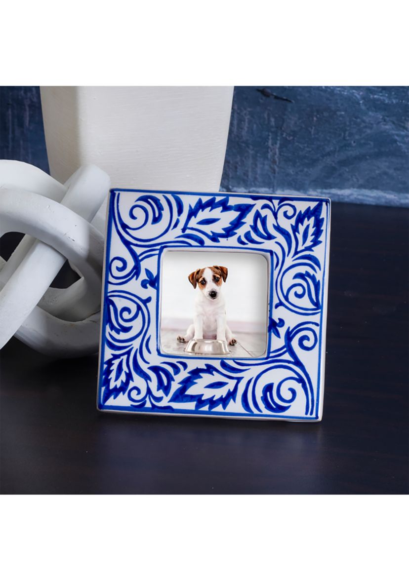 Blue and White Paisley Square 2 x 2 Frame