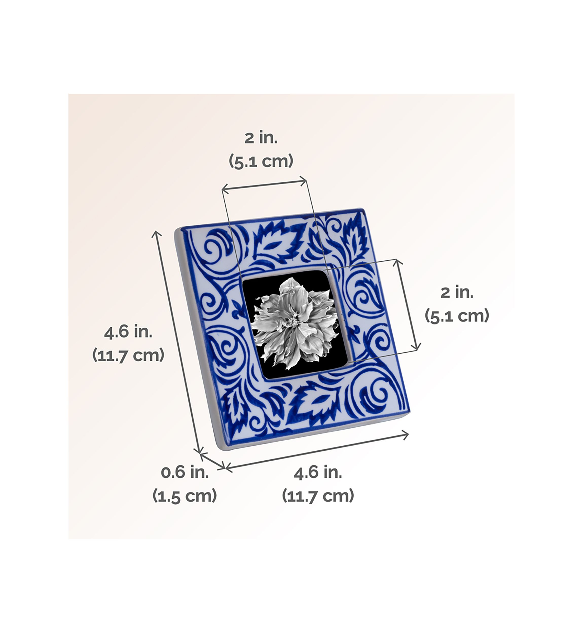 Blue and White Paisley Square 2 x 2 Frame