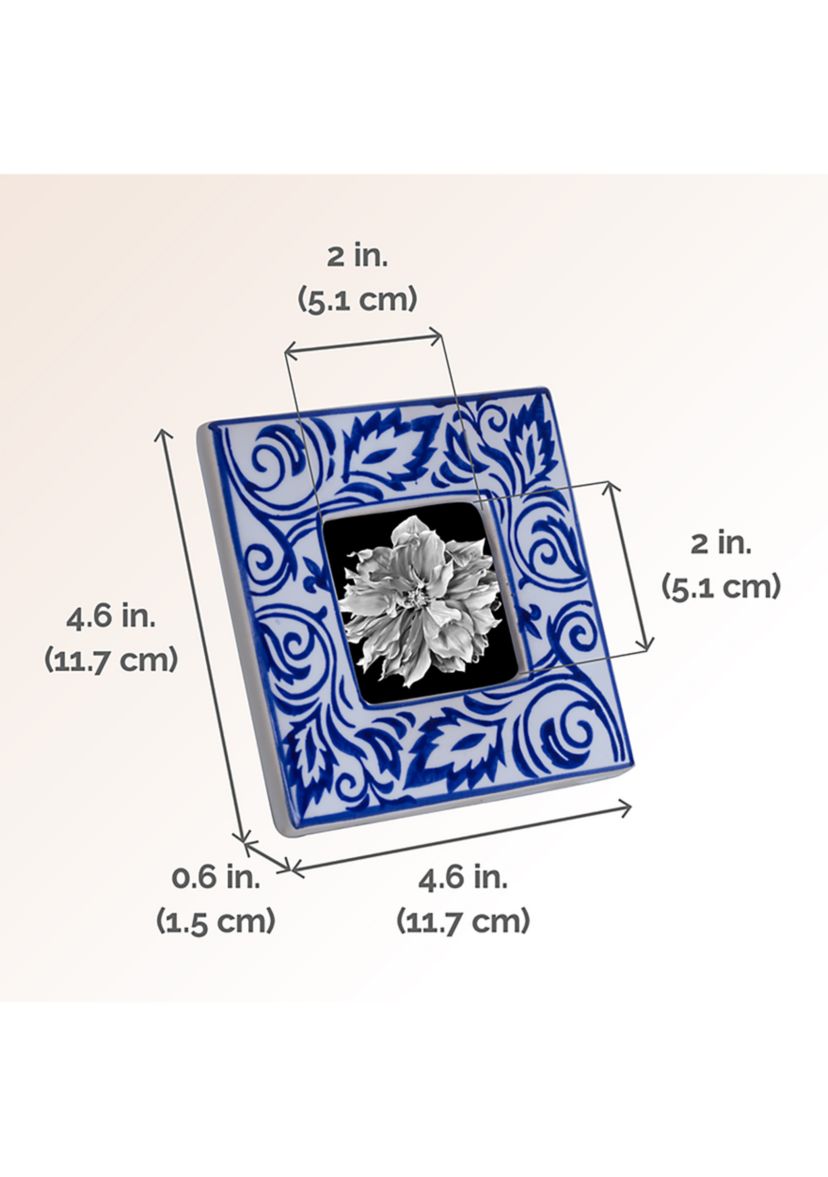 Blue and White Paisley Square 2 x 2 Frame