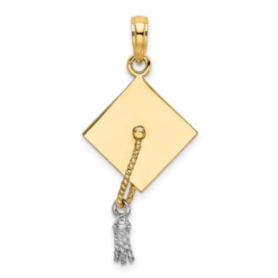 Belk & Co 10K Yellow Gold with White Rhodium 3D Graduation Cap Moveable Tassle Charm