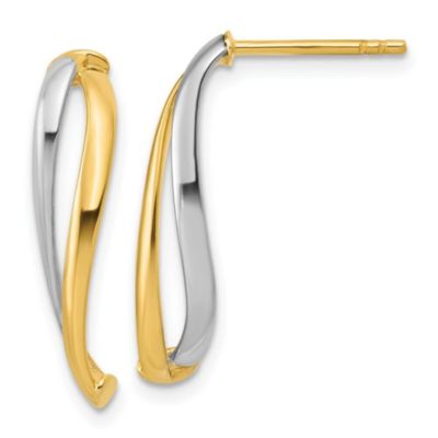 Belk & Co 10K Yellow Gold with Rhodium Polished Curve Post Earrings
