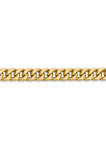 Mens 14k Yellow Gold 6 Millimeter Semi Solid Miami Cuban Chain Bracelet