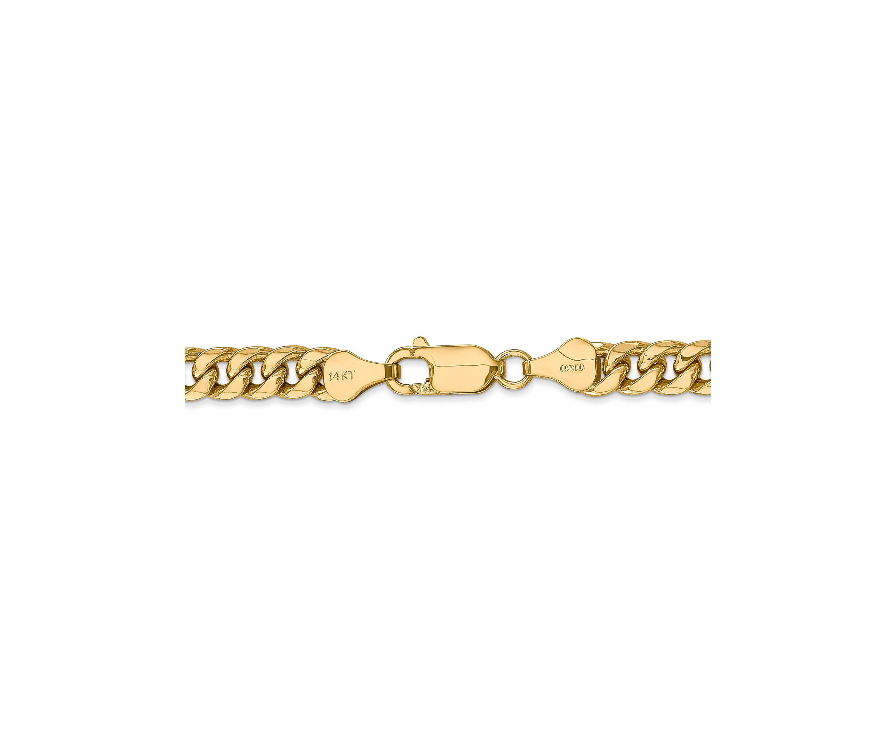 Mens 14k Yellow Gold 6 Millimeter Semi Solid Miami Cuban Chain Bracelet