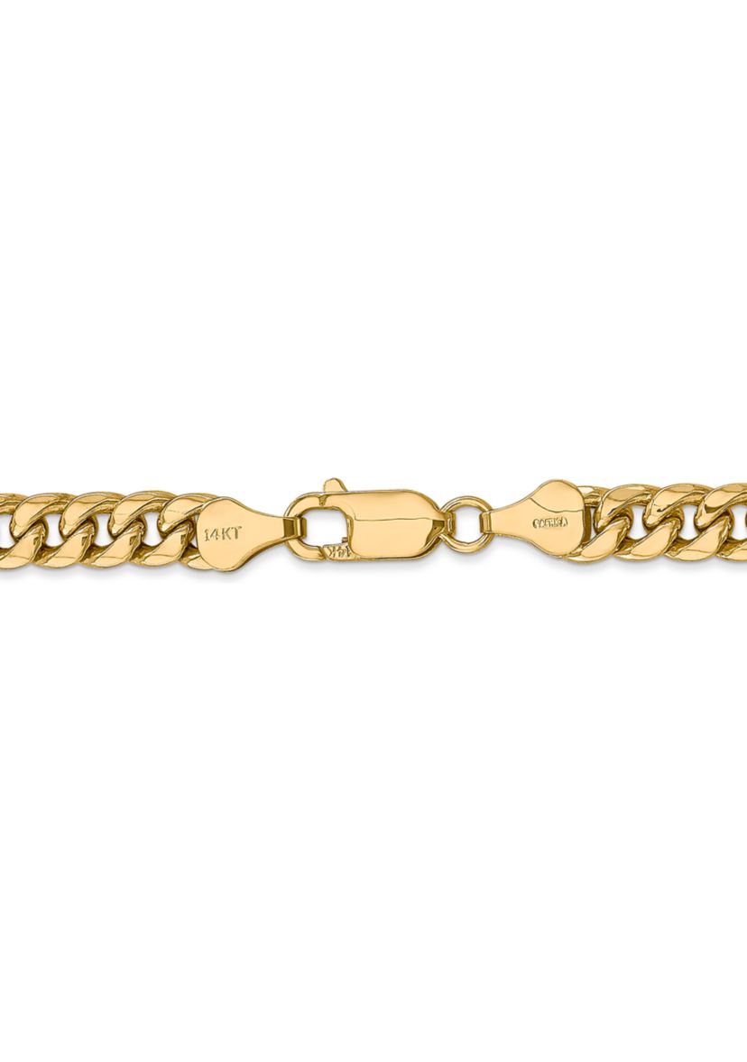 Mens 14k Yellow Gold 6 Millimeter Semi Solid Miami Cuban Chain Bracelet