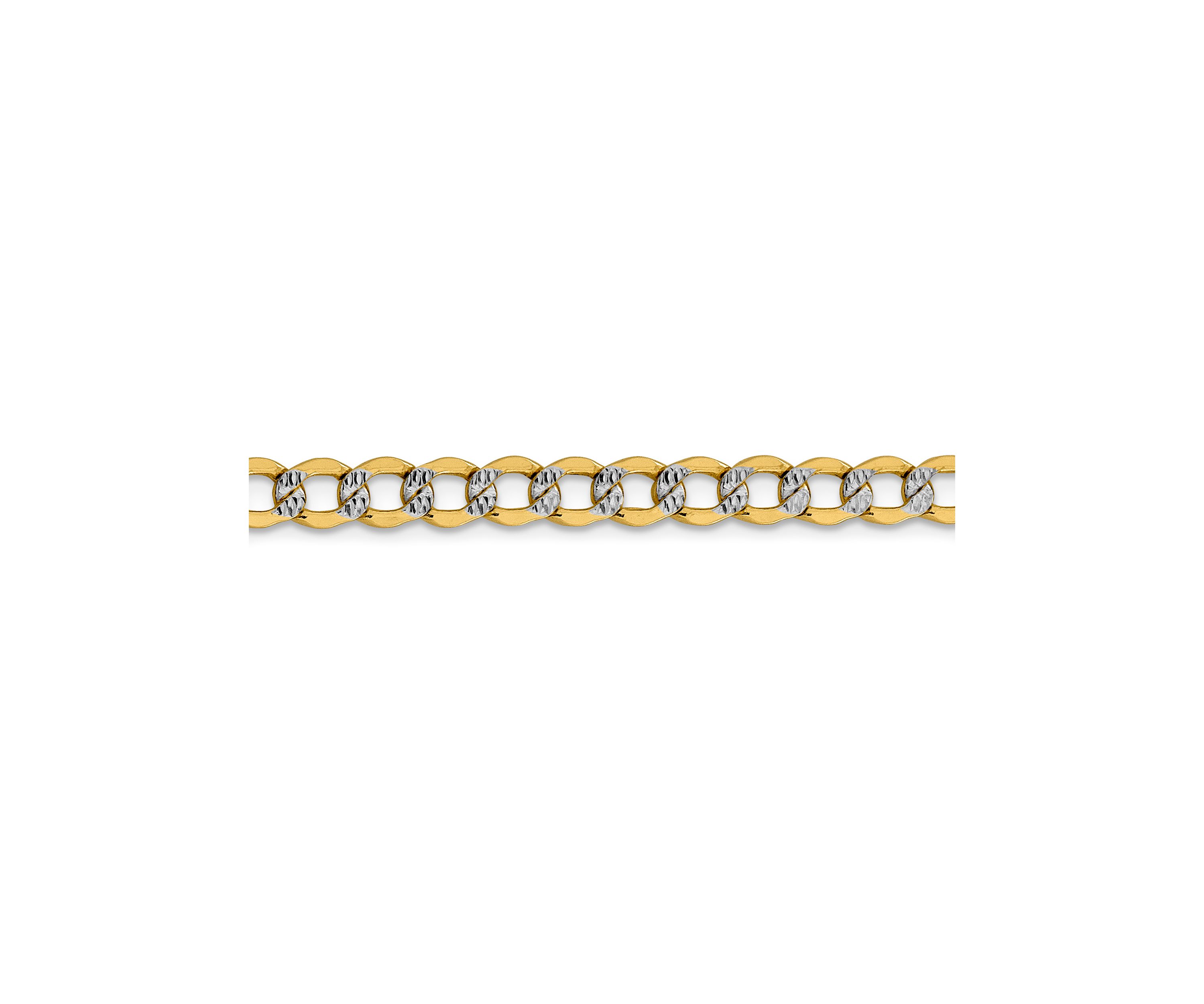 Mens 14K Yellow Gold 5.2 Millimeter Semi Solid Pavé Curb Chain Bracelet