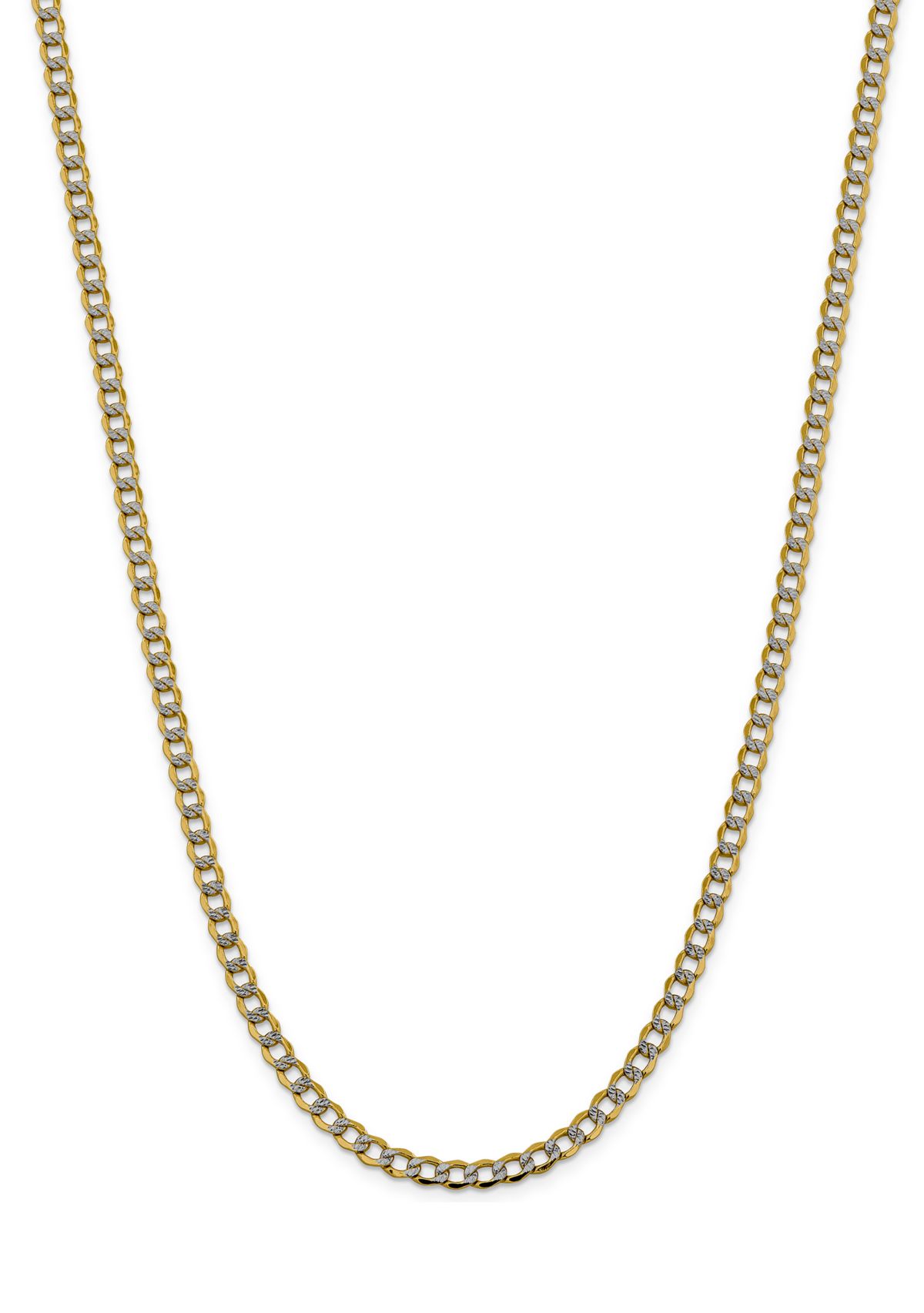Mens 14K Yellow Gold 5.2 Millimeter Semi Solid Pavé Curb Chain Necklace