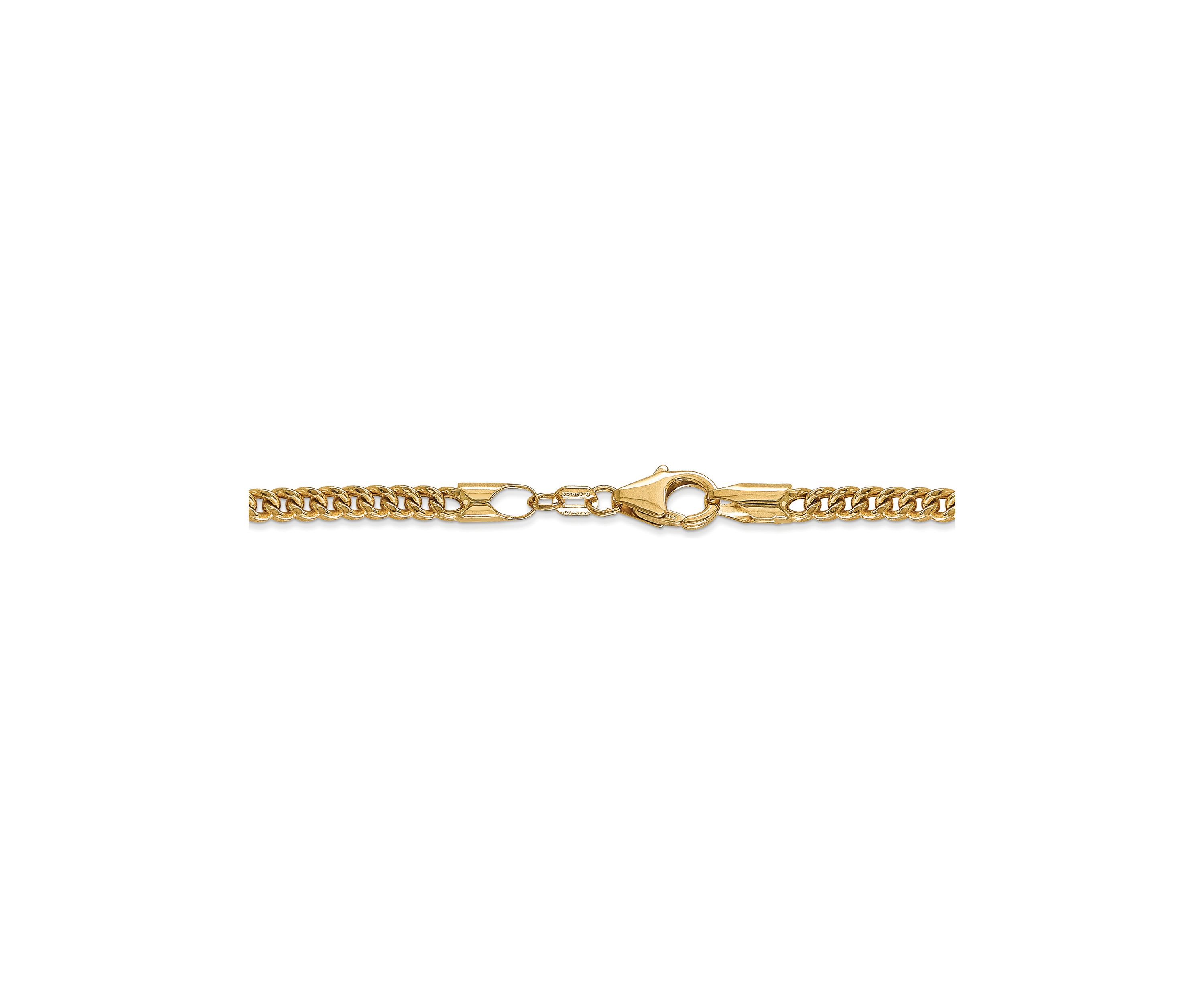 Mens 14K Yellow Gold 3 Millimeter Semi Solid Franco Chain Necklace
