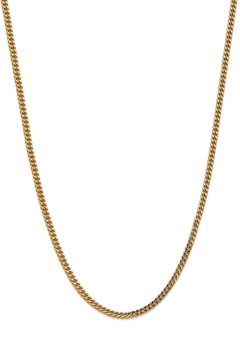 Mens 14K Yellow Gold 3.7 Millimeter Semi Solid Franco Chain Necklace