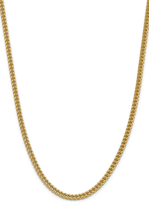 Mens 14K Yellow Gold 4.5 Millimeter Semi Solid Franco Chain Necklace