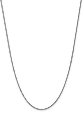 Belk & Co Mens 14K White Gold 2 Millimeter Semi Solid 3-Wire Wheat Chain Necklace, 18 in