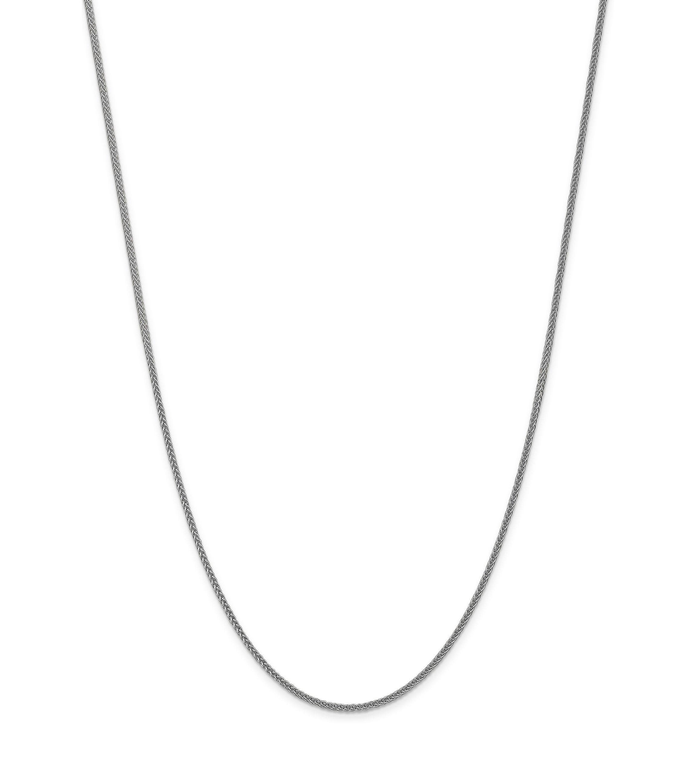 Mens 14K White Gold 2 Millimeter Semi Solid 3-Wire Wheat Chain Necklace