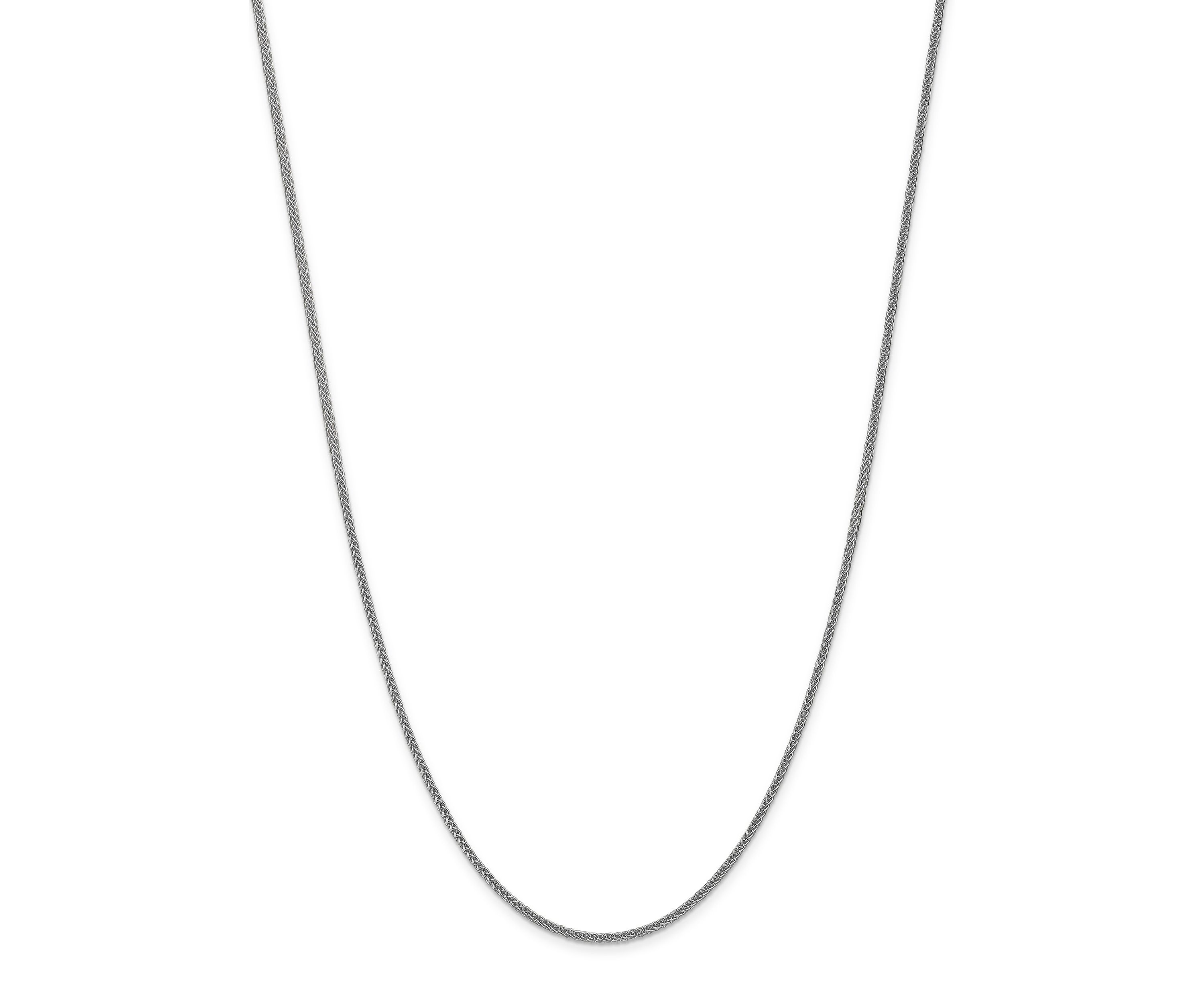 Mens 14K White Gold 2 Millimeter Semi Solid 3-Wire Wheat Chain Necklace