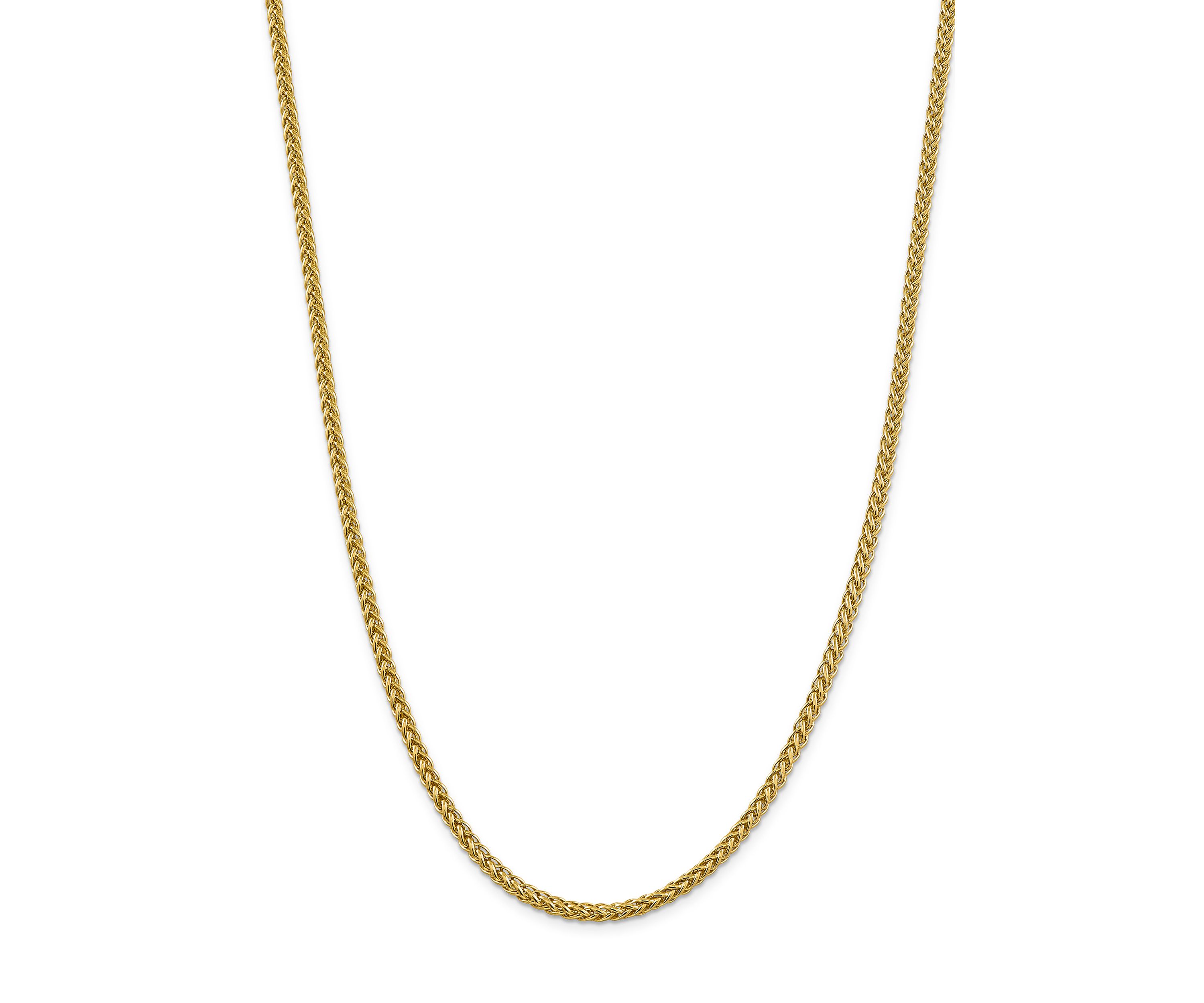 Mens 14K Yellow Gold 4.30 mm Semi Solid 3-Wire Wheat Chain Necklace
