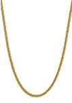 Mens 14K Yellow Gold 4.65 Millimeter Semi Solid 3-Wire Wheat Chain Necklace