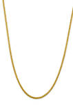 Mens 14K Yellow Gold 2.5 Millimeter Semi Solid Diamond Cut Wheat Chain Necklace