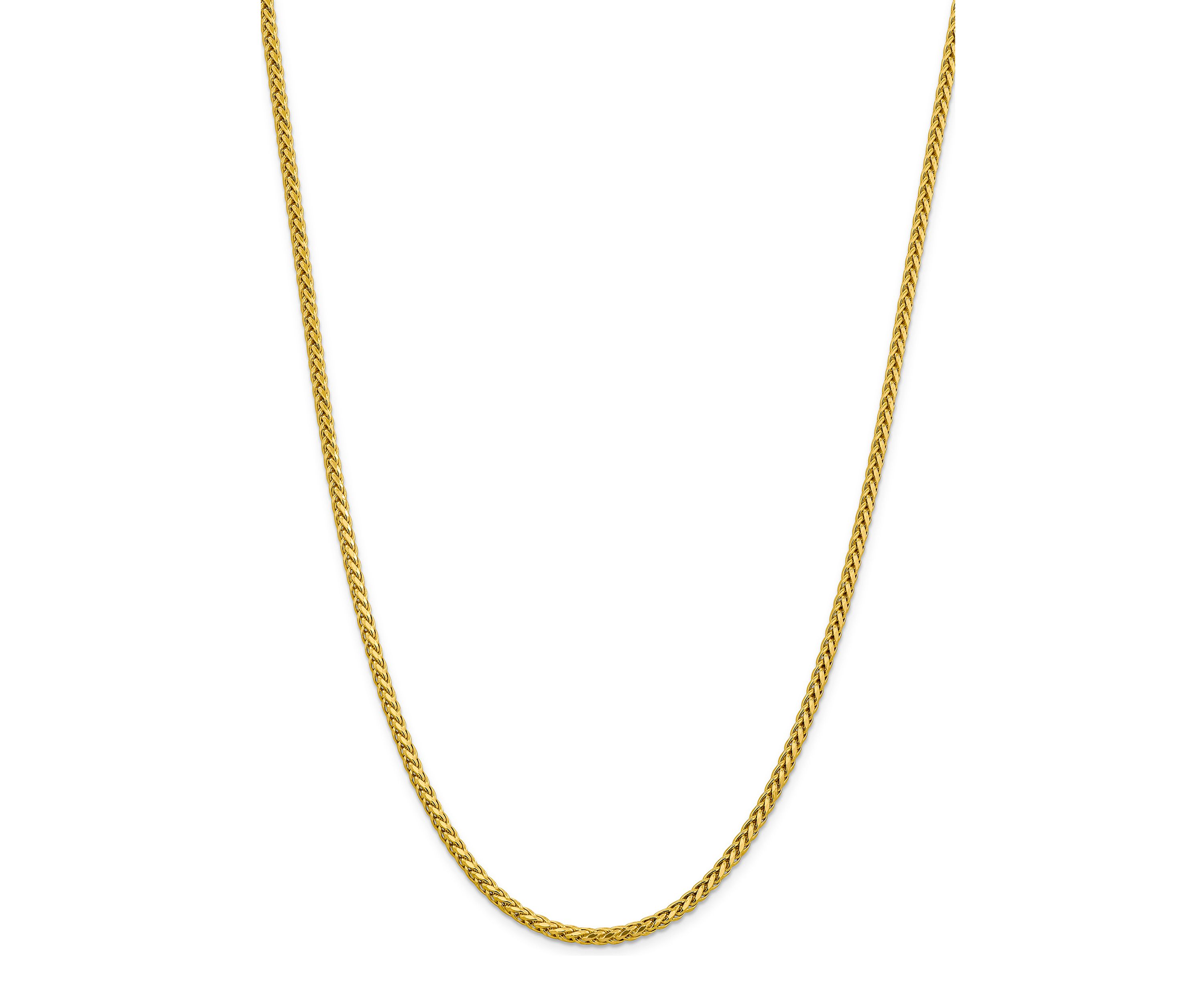 Mens 14K Yellow Gold 3.1 Millimeter Semi Solid Diamond Cut Wheat Chain Necklace