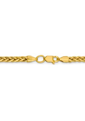 Men's 14K Yellow Gold Millimeter Semi Solid Diamond Cut Wheat Chain Necklace