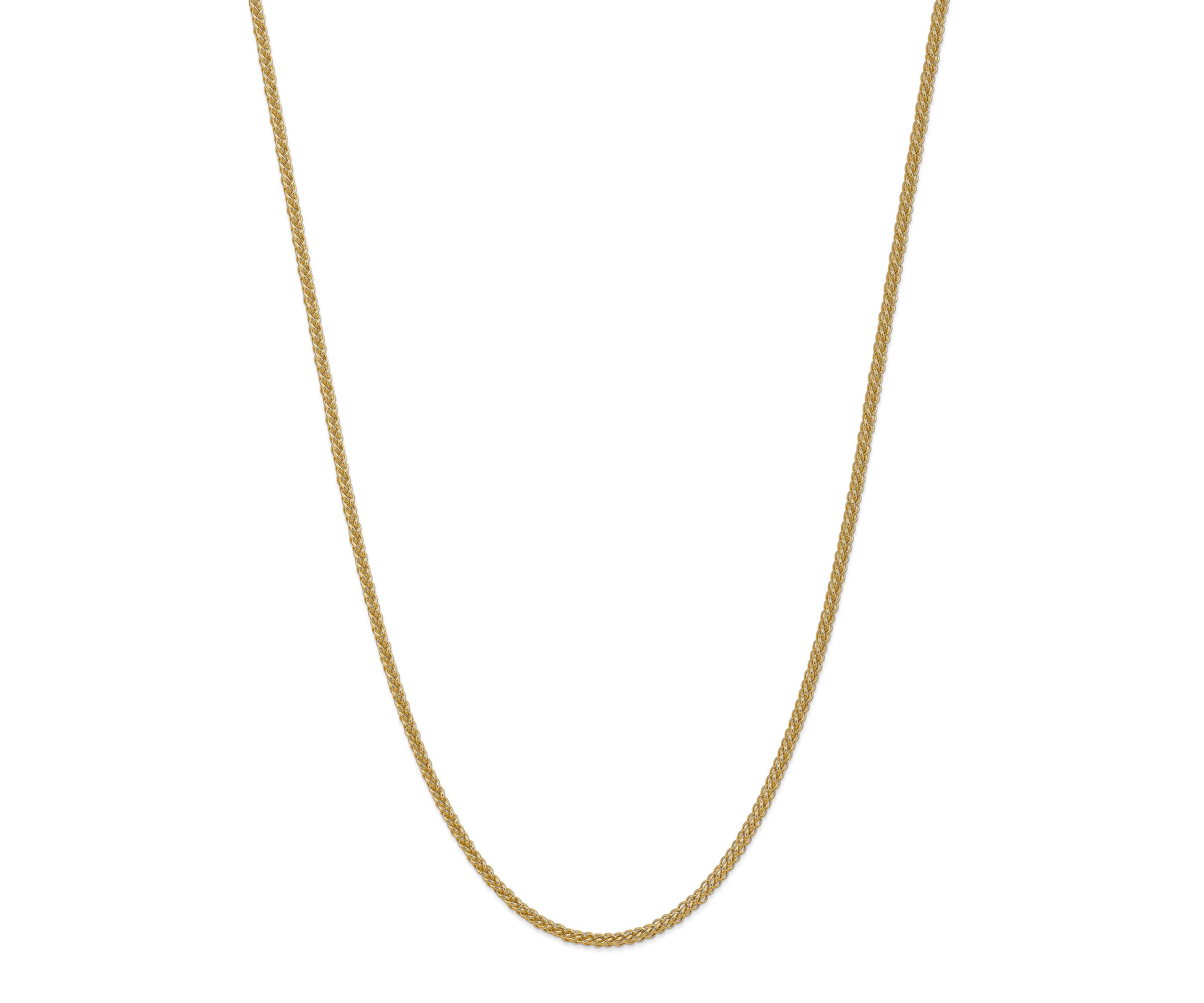 Mens 14K Yellow Gold 2.60mm Semi Solid 3-Wire Wheat Chain Necklace