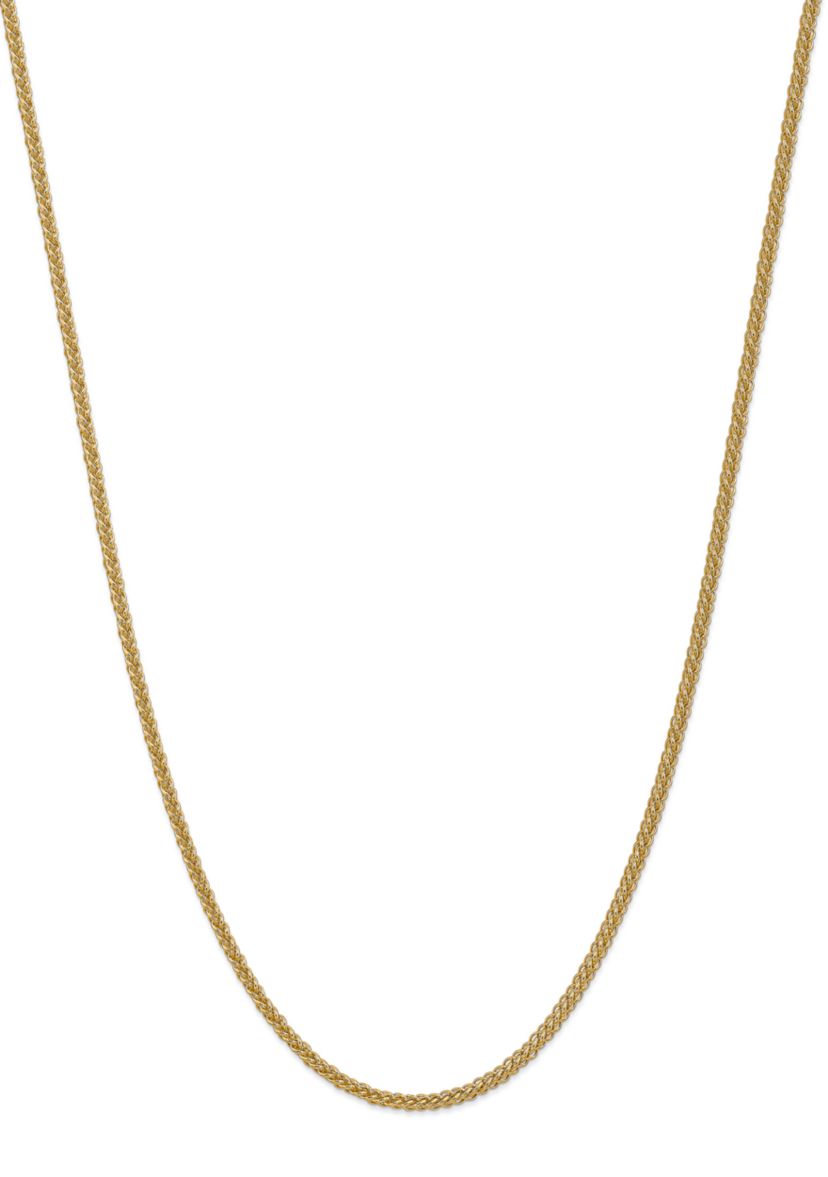 Mens 14K Yellow Gold 2.60mm Semi Solid 3-Wire Wheat Chain Necklace