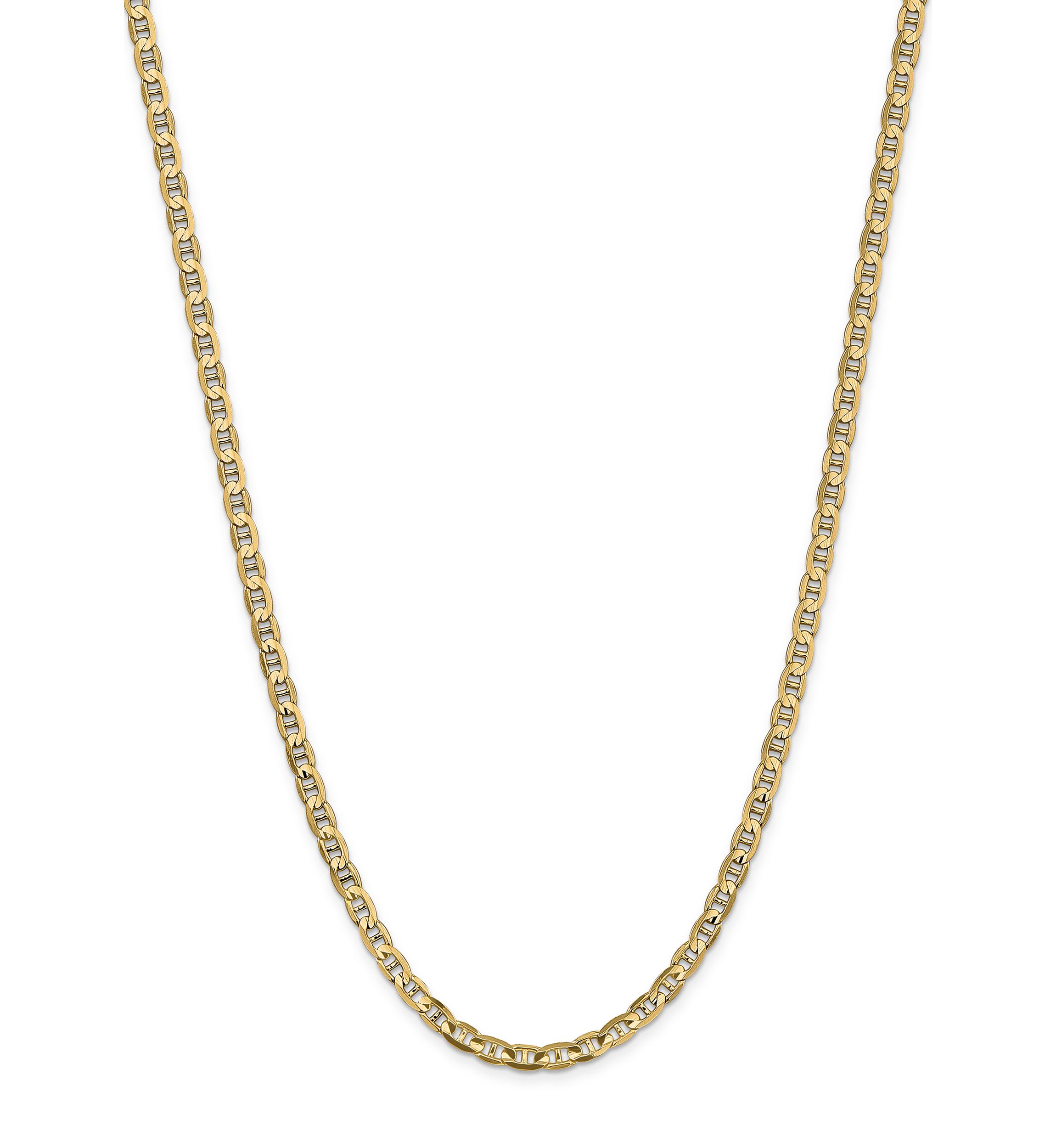 Mens 14K Yellow Gold 4.5 Millimeter Concave Anchor Chain Necklace
