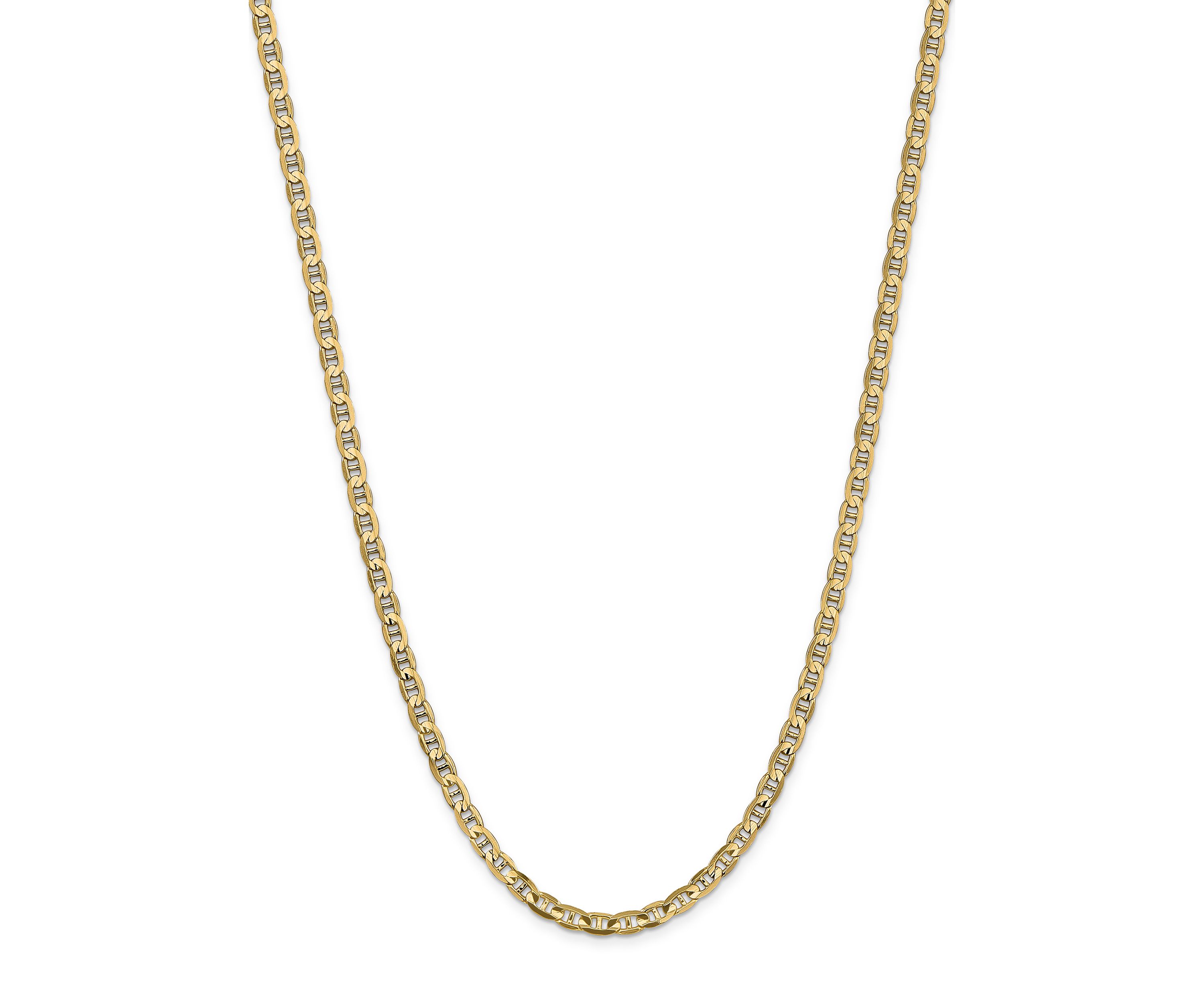 Mens 14K Yellow Gold 4.5 Millimeter Concave Anchor Chain Necklace