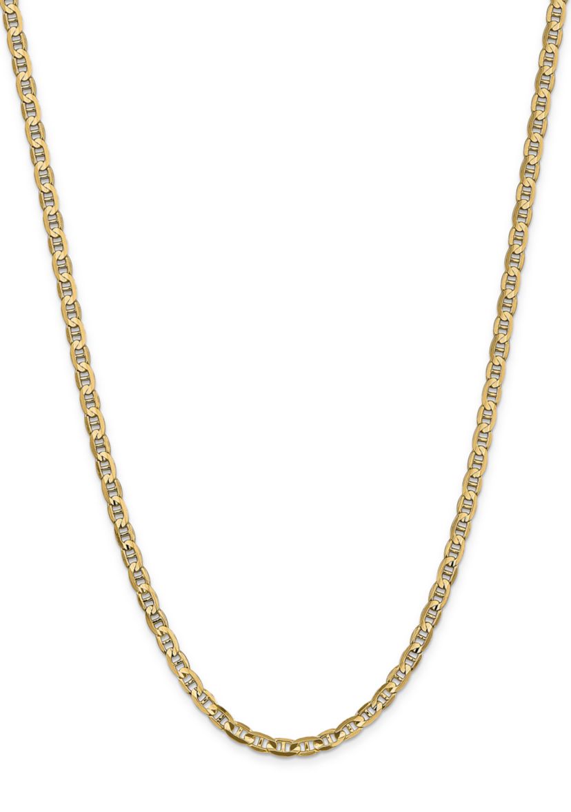 Mens 14K Yellow Gold 4.5 Millimeter Concave Anchor Chain Necklace
