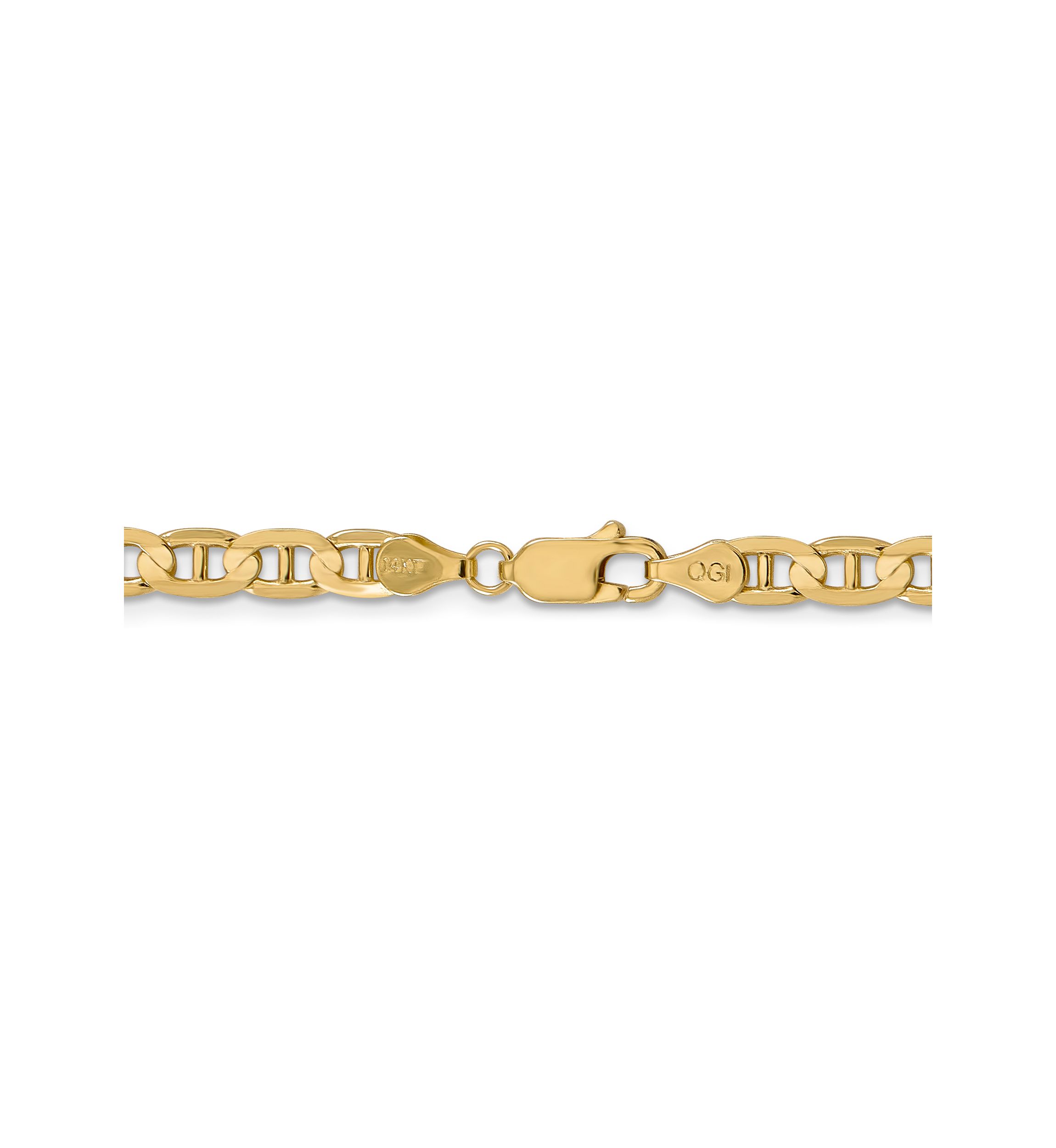 Mens 14K Yellow Gold 4.5 Millimeter Concave Anchor Chain Necklace