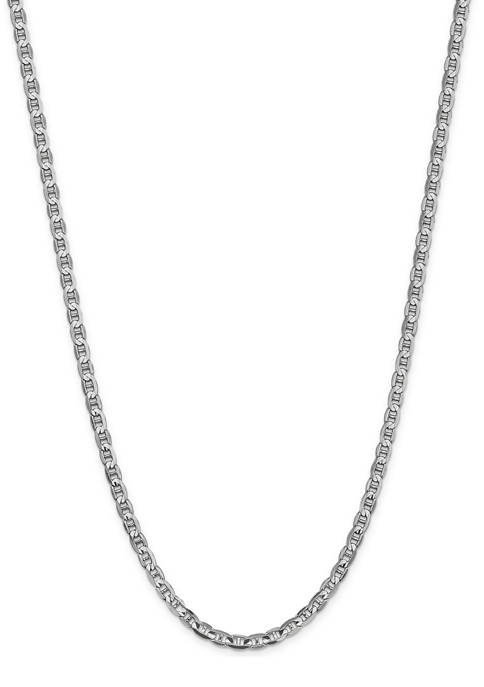 Mens 14K White Gold 4.5 Millimeter Concave Anchor Chain Necklace